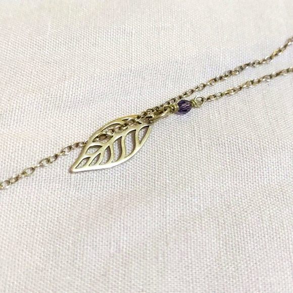 Purple Swarovski Crystal Leaf Necklace - Picture 5 of 5